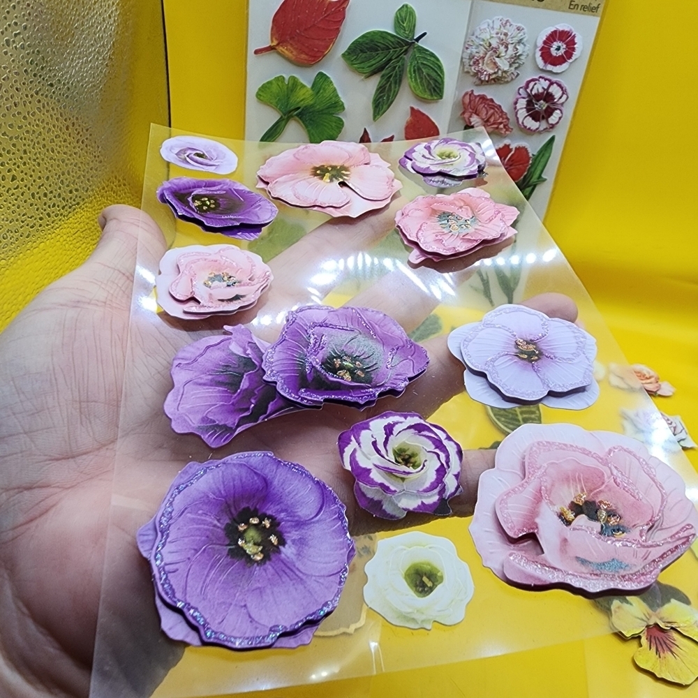 Crafters Square Pop Up Stickers Carnations Flowers Leaves Crafts Scrapbooking - Picture 4 of 6